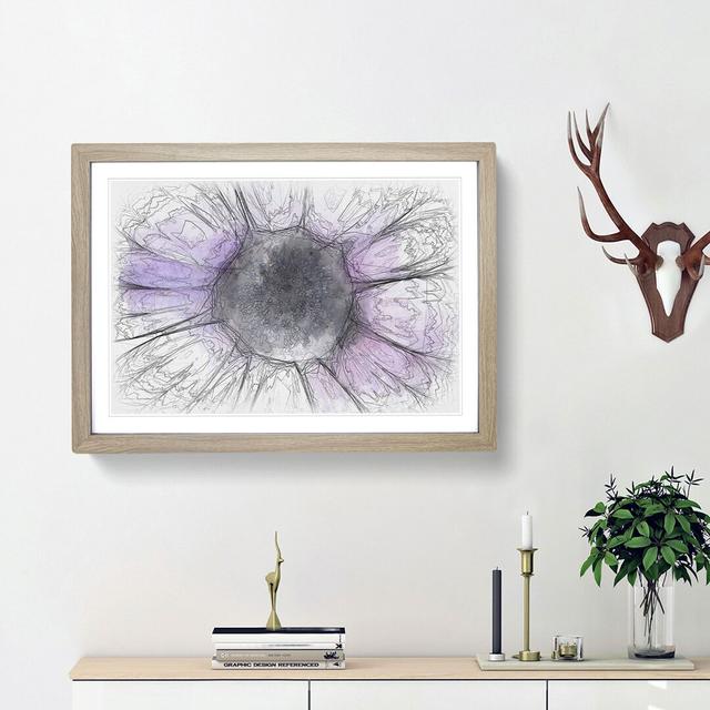 The Eye of a Purple Flower Sketch - Picture Frame Graphic Art Print East Urban Home Frame Option: Oak Framed, Size: 40cm H x 60cm W x 2cm D on Productcaster.