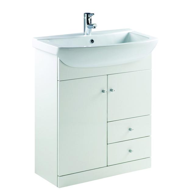 750mm Free-standing Single Vanity Unit Elation Bathrooms Vanity Unit Colour: Bodega Grey Woodgrain on Productcaster.