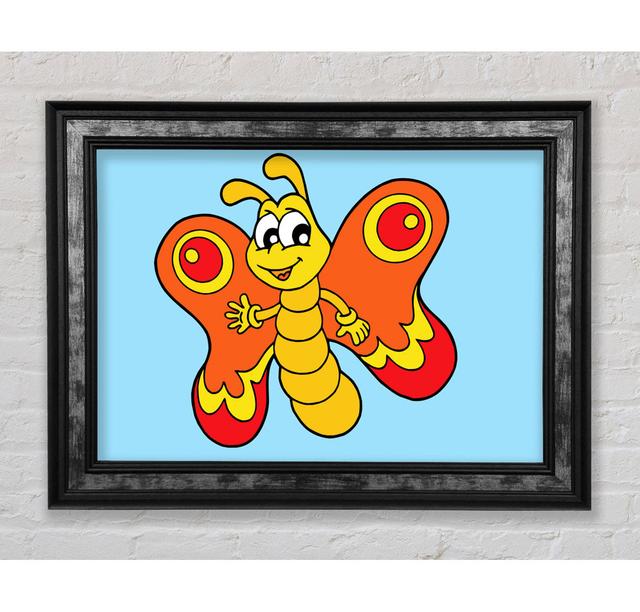 Waving Butterfly - Single Picture Frame Art Prints Bright Star Size: 42cm H x 59.7cm W x 8cm D, Colour: Baby Blue on Productcaster.