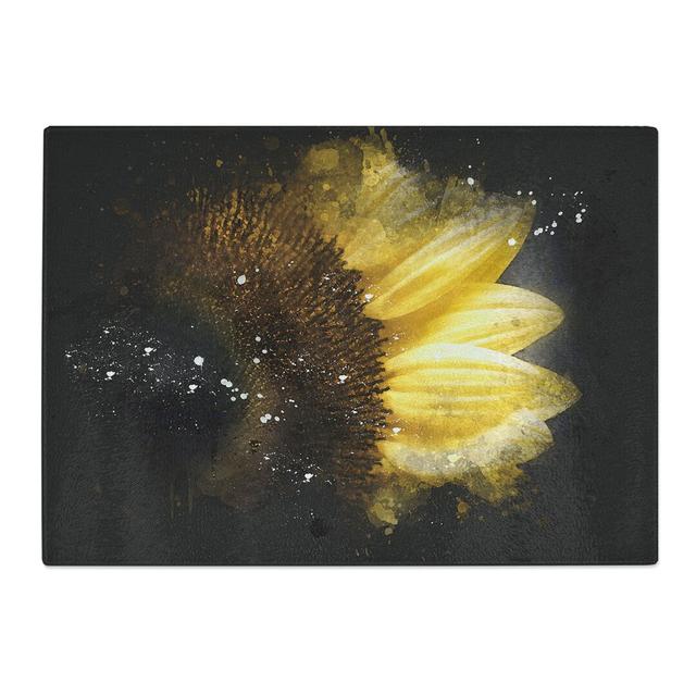 Tempered Glass Sunflower Rising Paint Splash Chopping Board East Urban Home Size: 20 cm x 28.5 cm on Productcaster.