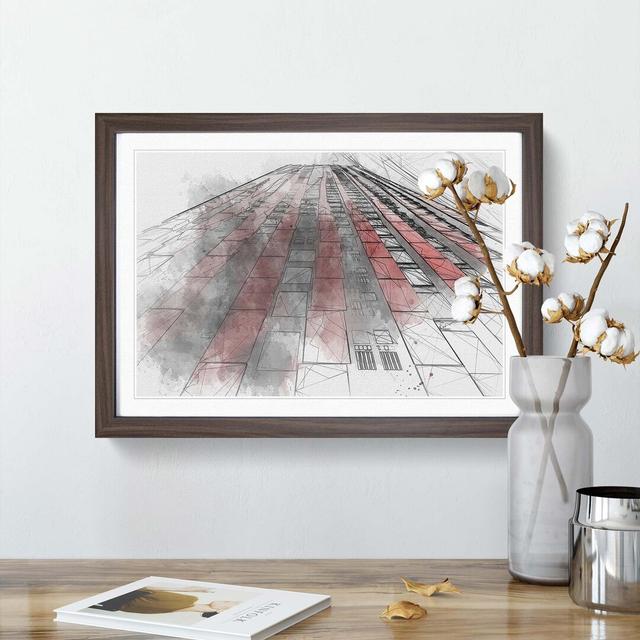 Rotterdam in Black & Red in Abstract - Picture Frame Graphic Art Print East Urban Home Size: 60cm H x 91cm W x 2cm D, Frame Option: Walnut on Productcaster.