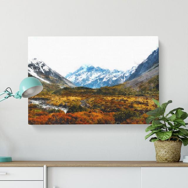 Aoraki Mount Crook New Zealand Painting - Print East Urban Home Size: 60cm H x 91cm W x 3cm D on Productcaster.