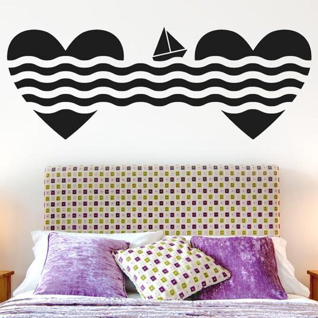 Sailing To Love Hearts Wall Sticker East Urban Home Size: Medium, Colour: Dark Yellow on Productcaster.