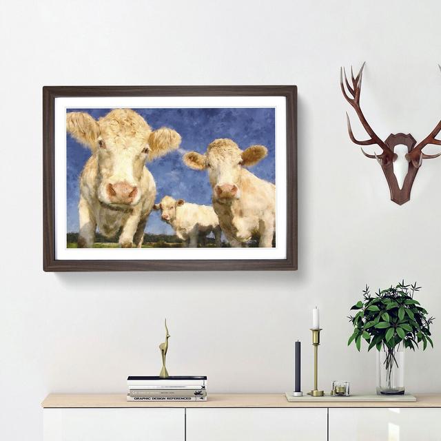 Three Dairy Cows - Picture Frame Graphic Art Print on MDF East Urban Home Frame Option: Walnut Framed, Size: 33cm H x 45cm W x 2cm D on Productcaster.