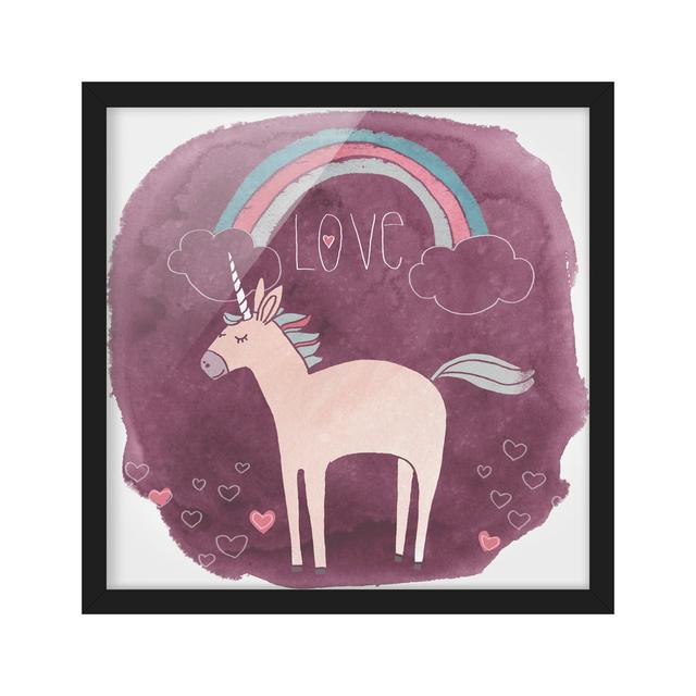 Unicorn Troop - Love - Picture Frame Graphic Art Zoomie Kids Size: 30cm H x 30cm W x 2cm D, Frame Option: Black Framed on Productcaster.