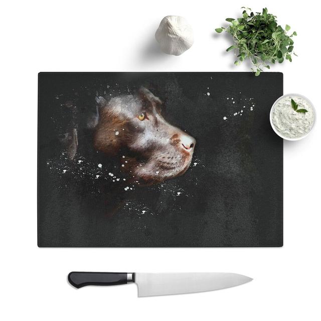 Chocolate Labrador Dog Paint Splash Chopping Board East Urban Home Size: 0.4cm H x 28.5cm W x 39cm L on Productcaster.