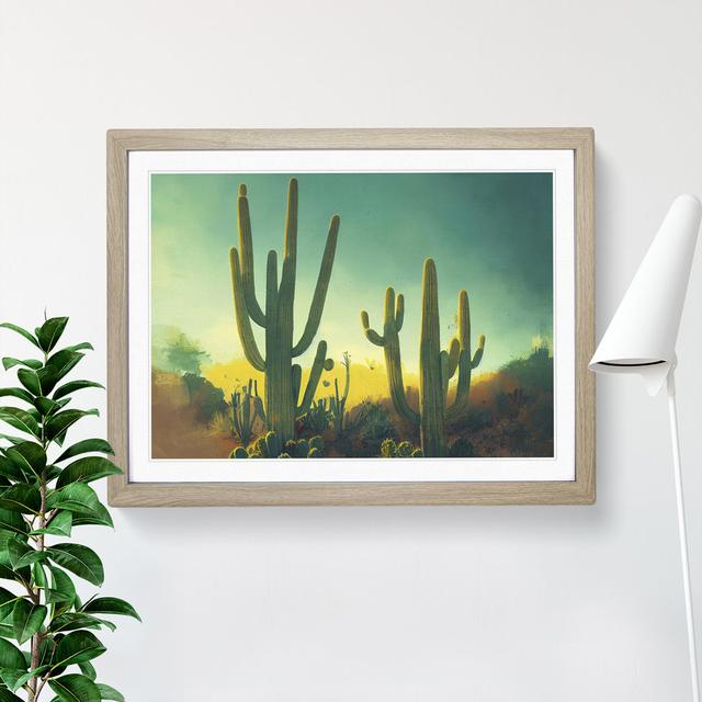 Cactus Desert View Vol.2 - Single Picture Frame Print Natur Pur Size: 34cm H x 46cm W x 2cm D, Format: Oak on Productcaster.