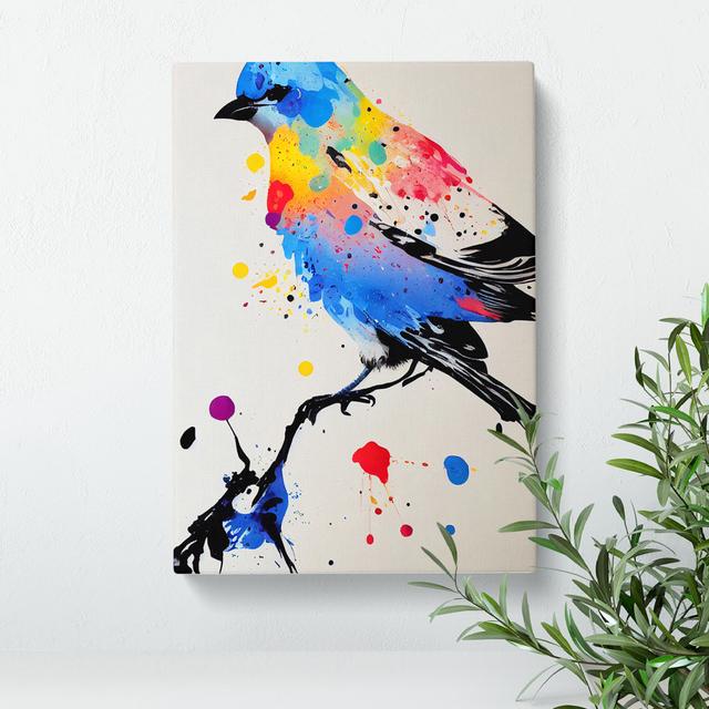 Paint Splash Bird No.2 - Wrapped Canvas Graphic Art Marlow Home Co. Size: 60cm H x 40cm W x 3cm D on Productcaster.