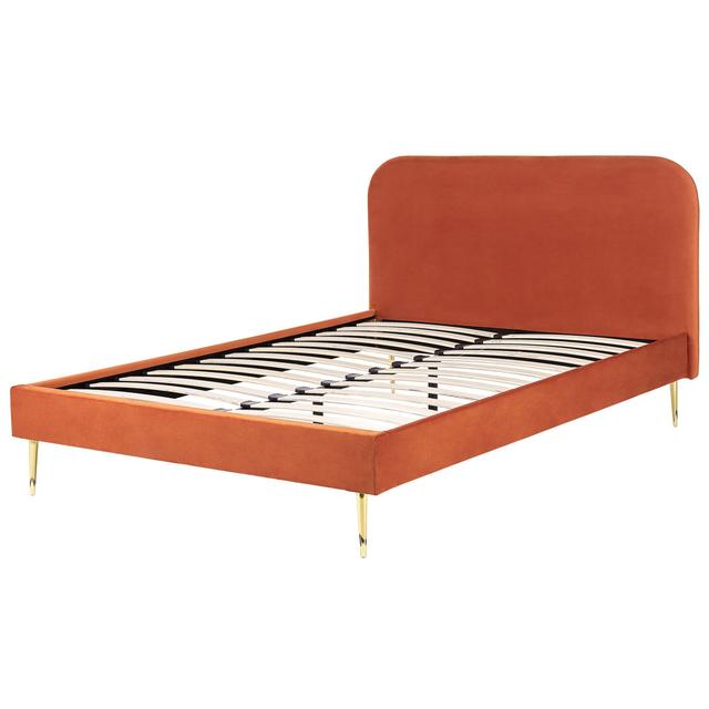 Glaser Upholstered Bed Frame Corrigan Studio Size: Double (4'6), Colour: Orange on Productcaster.