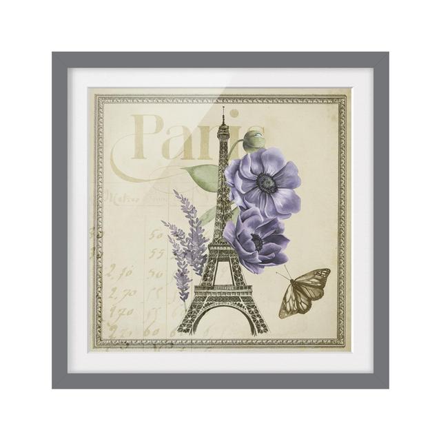 Picture With Frame - Paris Collage Eiffel Tower - Square 1:1 Mat Fleur De Lis Living Frame Option: Grey Framed, Size: 30cm H x 30cm W x 2cm D on Productcaster.