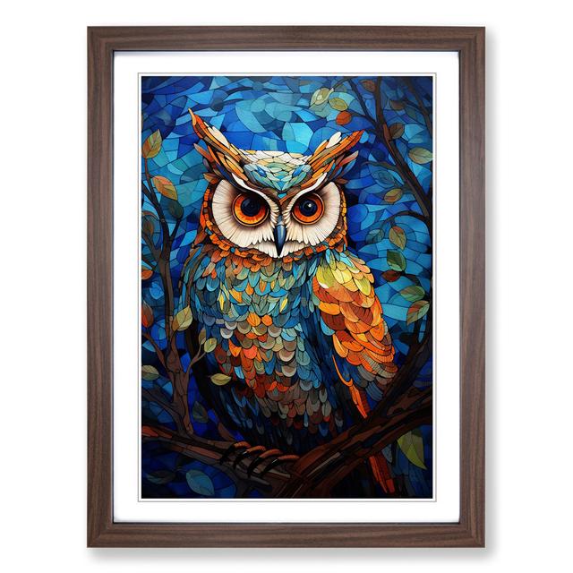 Owl Orphism - Print Alpen Home Frame Colour: Walnut , Size: 46cm H x 34cm W x 2cm D on Productcaster.