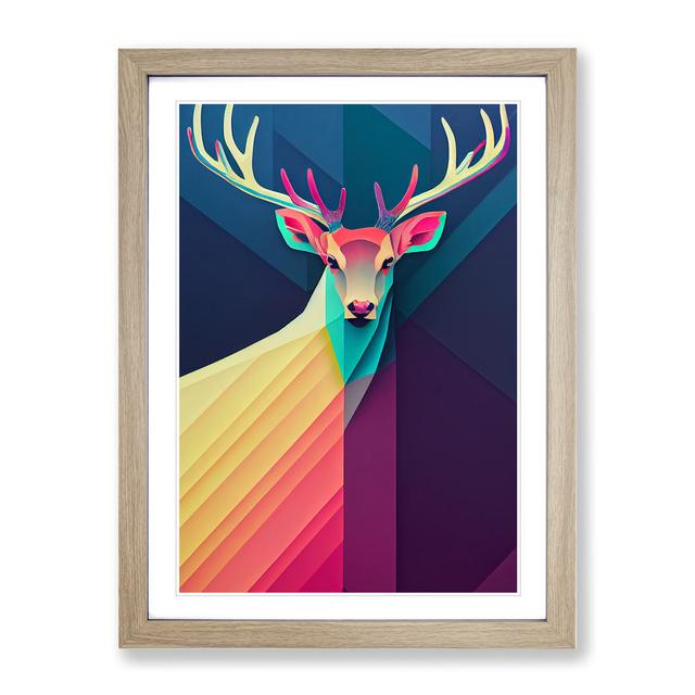 Abstract Stag Art No.3 Alpen Home Size: 48cm H x 36cm W, Format: Oak Framed, Matte Colour: White on Productcaster.