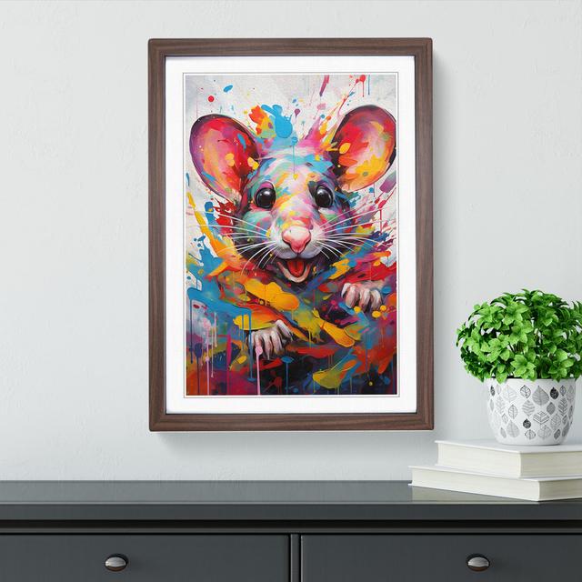 Mouse Expressionism - Single Picture Frame Print on Wood Marlow Home Co. Size: 64cm H x 46cm W x 2cm D, Format: Walnut on Productcaster.