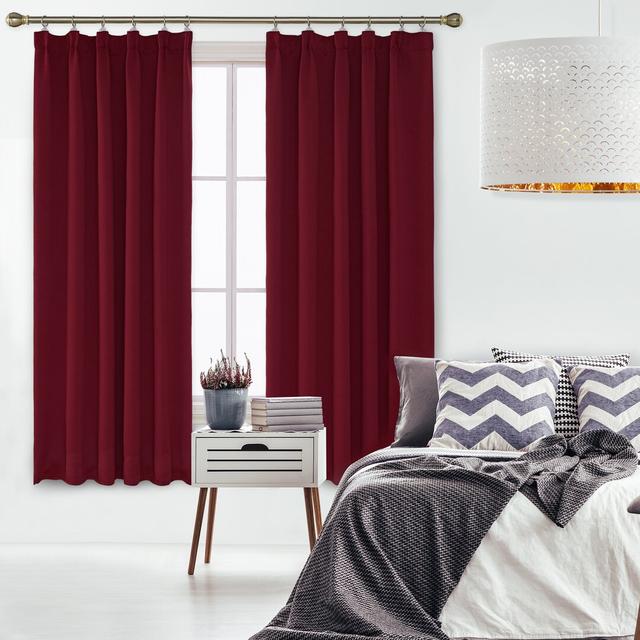 Farhod Blackout Rod Pocket Curtain Pair (Set of 2) 17 Stories Colour: Red, Panel Size: 132cm Width x 183cm Drop on Productcaster.