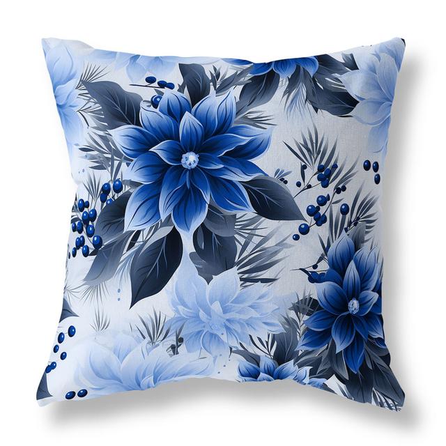 Holiday Sparkle Indoor / Outdoor Floral Square Cushion With Filling AmritaSen Größe: 46 cm H x 46 cm B, Farbe: Blau/Grau Floral on Productcaster.