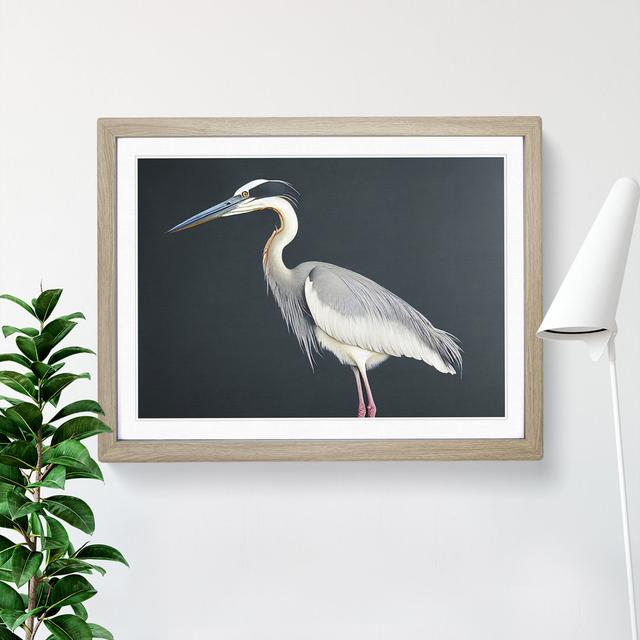 Awesome Heron Bird House of Hampton Frame Colour: Oak, Size: 25cm H x 34cm W x 2cm D on Productcaster.