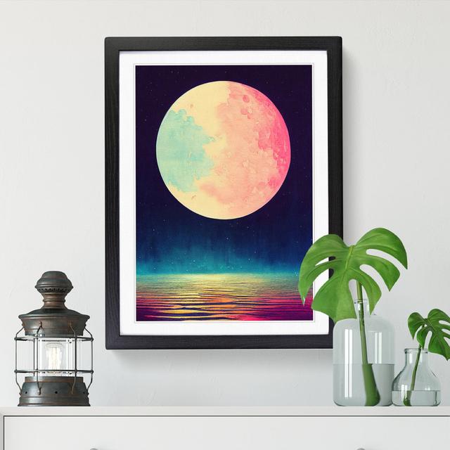 Watercolour Moon - Single Picture Frame Graphic Art House of Hampton Size: 46cm H x 34cm W x 2cm D, Frame Option: Black on Productcaster.