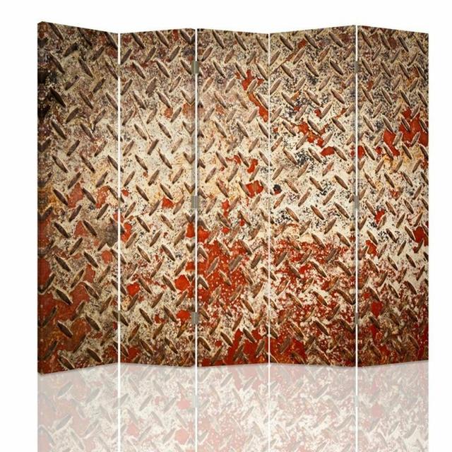 Rusty Metal Canvas 5 Panel Room Divider Williston Forge on Productcaster.