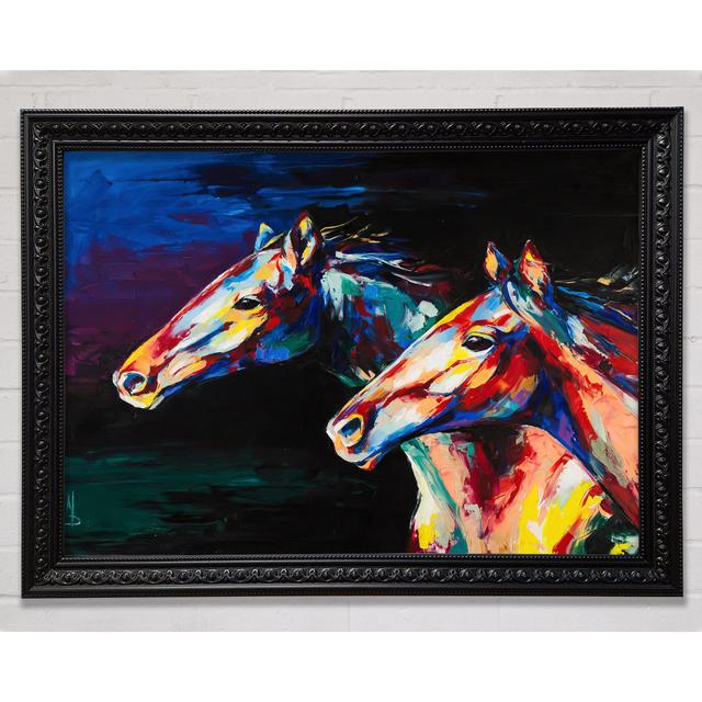 Two Running Horses - Single Picture Frame Art Prints Gracie Oaks Size: 100cm H x 141.4cm W on Productcaster.