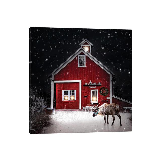 Winter Night Reindeer by Karen Burke - Wrapped Canvas Print The Seasonal Aisle Size: 45.72cm H x 45.72cm W x 1.905cm D on Productcaster.