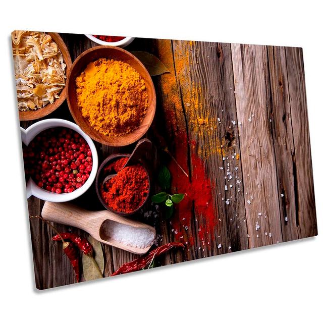 Kitchen Hot Spices Herbs - Wrapped Canvas Photograph Ebern Designs Size: 81.3cm H x 121.9cm W x 4cm D on Productcaster.