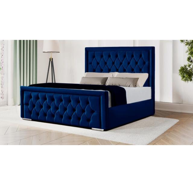 Brentley Upholstered Bed Rosdorf Park Size: Single (90 x 190 cm), Colour: Royal Blue on Productcaster.