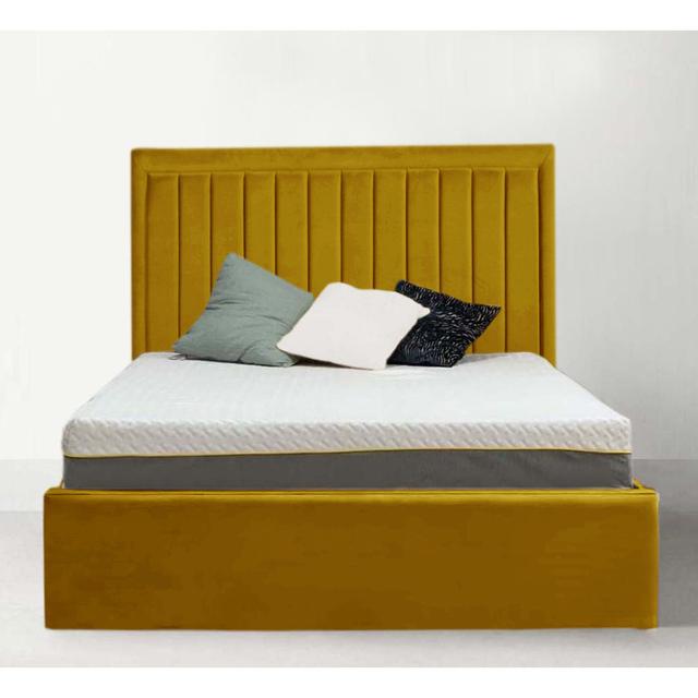 Anahly Upholstered Bed Canora Grey Colour: Yellow, Size: Double (4'6) on Productcaster.