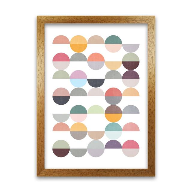 Scandinavian Colourful Circle Art Original - Print Norden Home Size: 30cm H x 21cm W x 3cm D, Frame Option: Oak Frame on Productcaster.