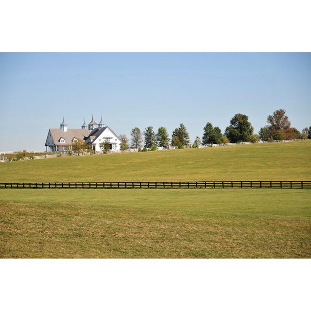 Large Green Field with Farmhouse and Black Fence - Wrapped Canvas Art Prints Brambly Cottage Size: 61cm H x 91cm W on Productcaster.