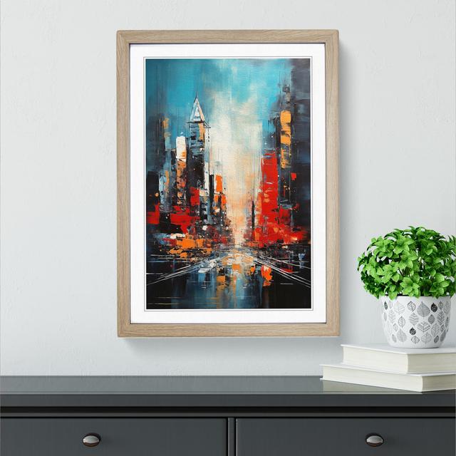 Skyline Action - Single Picture Frame Print on Wood 17 Stories Frame Colour: Oak , Size: 64cm H x 46cm W x 2cm D on Productcaster.