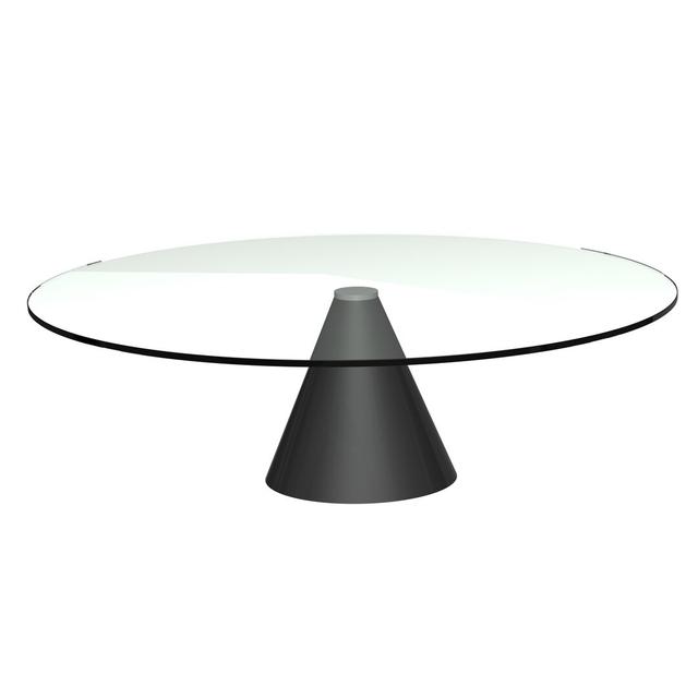 Bedminster Coffee Table Ebern Designs Table Top Colour: Clear, Size: 33.3cm H x 110cm W x 110cm D, Table Base Colour: Black on Productcaster.