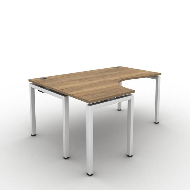 Grazian L-Shape Desk Ebern Designs Size: 73cm H x 160cm W x 120cm D, Top Colour: Jura Oak, Frame Colour: White on Productcaster.