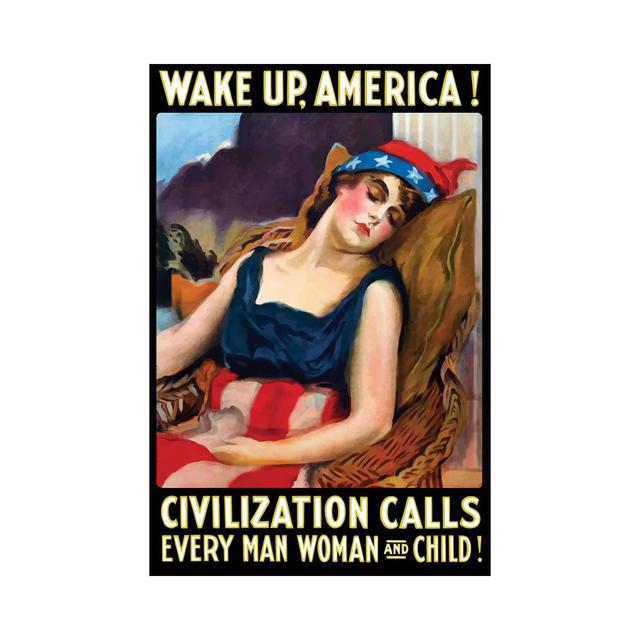 Vintage WWI Poster Of Lady Liberty Sleeping In A Chair Maturi Size: 66.04cm H x 45.72cm W x 3.81cm D on Productcaster.