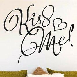 Kiss Me Handwritten Signature Wall Sticker East Urban Home Colour: Blue, Size: Medium on Productcaster.