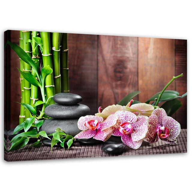 Canvas Print Orchid Flowers Spa Nature Ebern Designs Size: 32cm H x 47cm W x 2cm D on Productcaster.