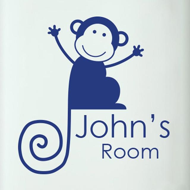 Personalised Monkey Boys Door Room Wall Sticker Maturi Colour: Dark Blue, Customize: Yes on Productcaster.