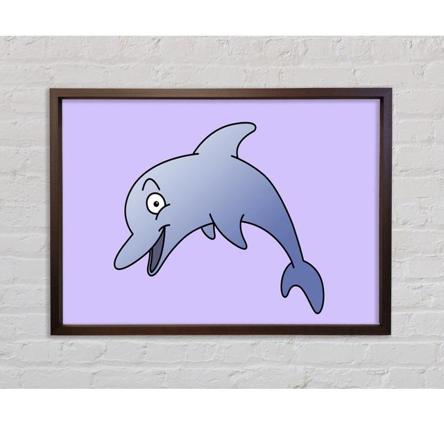 Happy Dolphin Lilac - Single Picture Frame Art Prints on Canvas Bright Star Size: 100cm H x 141.4cm W x 3.3cm D on Productcaster.