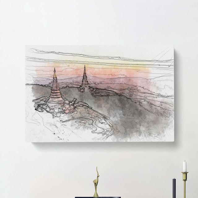 Doi Inthanon Ban Luang Thailand in Abstract - Wrapped Canvas Drawing Print East Urban Home Size: 40cm H x 60cm W x 3cm D on Productcaster.