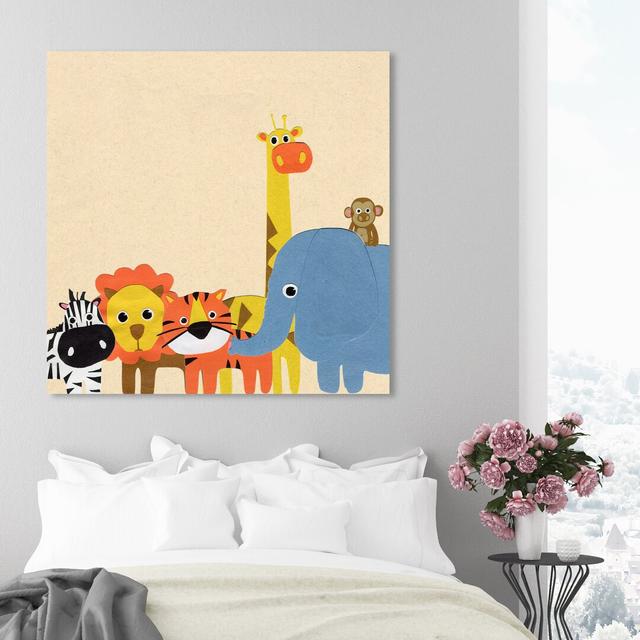 Safari Friends - Wrapped Canvas Print East Urban Home Size: 61 cm H x 61 cm W x 3.8 cm D on Productcaster.