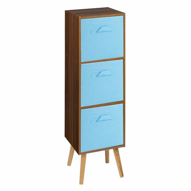 Corto Bookcase 17 Stories Colour: Teak/Sky Blue/White on Productcaster.