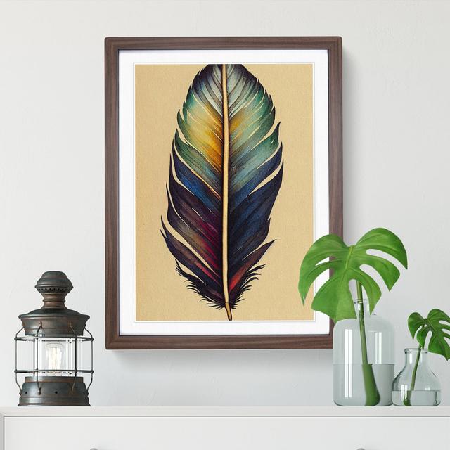 Vivacious Feather - Single Picture Frame Painting 17 Stories Frame Colour: Walnut Framed, Size: 64cm H x 46cm W x 2cm D on Productcaster.