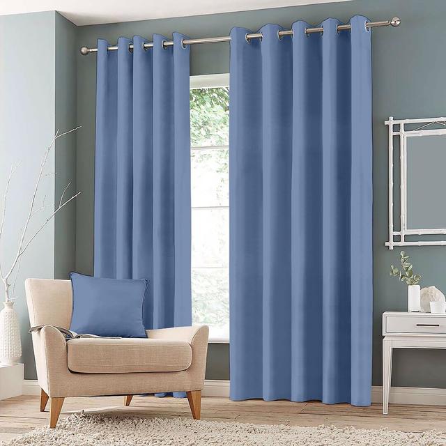 Granados Eyelet Room Darkening Curtains (Set of 2) Ebern Designs Colour: Light Blue, Panel Size: Width 167 x Drop 183 cm on Productcaster.