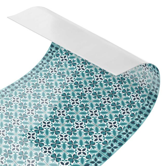 Armie Metro Tile in Turquoise Bloomsbury Market Material: Premium, Size: 100cm x 350cm on Productcaster.