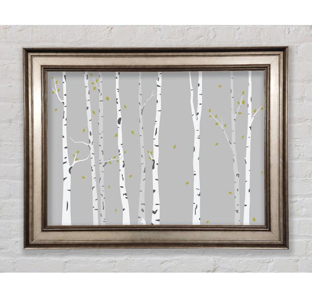 Birch Trees On Grey Framed Print Bright Star Size: 100cm H x 141.4cm W on Productcaster.