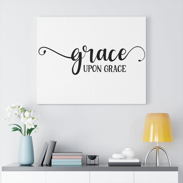 Grace Upon Grace - Wrapped Canvas Print Blue Elephant Size: 30cm H x 41cm W on Productcaster.