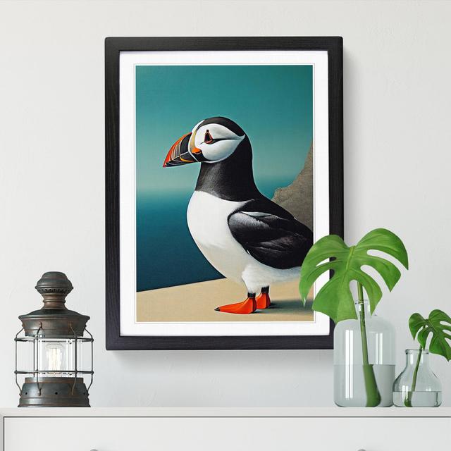 Puffin By The Sea - Single Picture Frame Graphic Art ClassicLiving Frame Option: Oak, Size: 34cm H x 25cm W x 2cm D on Productcaster.