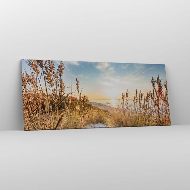 Ears of Corn Coast Sun - Wrapped Canvas Photograph Ebern Designs Size: 50cm H x 120cm W x 1.8cm D on Productcaster.