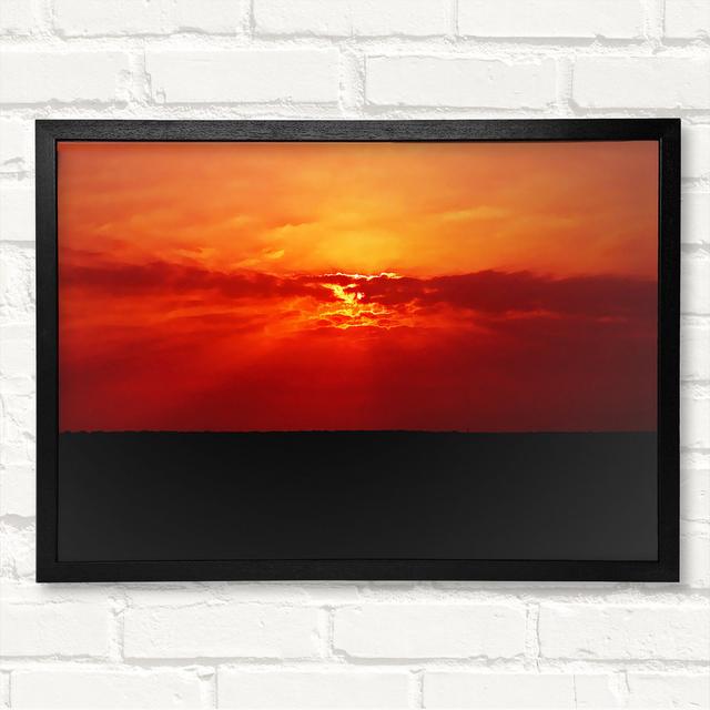 Red Sunbeams Over The Black Ocean - Closed Corner Frame Art Prints on Wood Latitude Run Size: 59.7cm H x 84.1cm W on Productcaster.