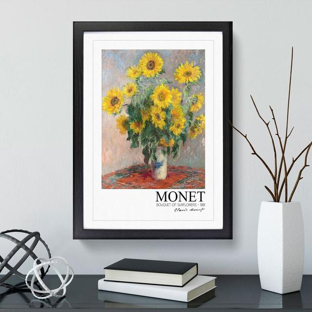 Bouquet of Sunflowers with Border by Claude Monet - Picture Frame Painting on MDF East Urban Home Size: 65cm H x 48cm W x 2cm D, Frame Option: Black on Productcaster.