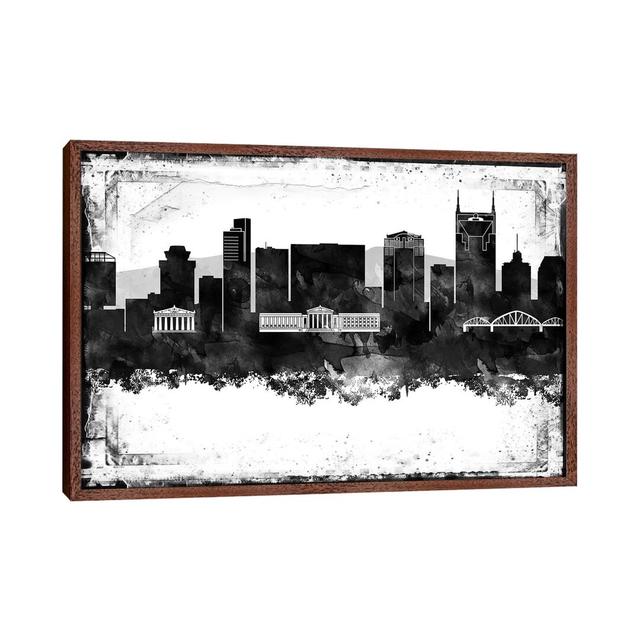 Nashville Black And White Framed Skylines - Print Ebern Designs Size: 66.04cm H x 101.6cm W x 3.81cm D, Format: Classic Brown Wood Framed on Productcaster.